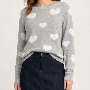 Gray Heart Pattern Sweater